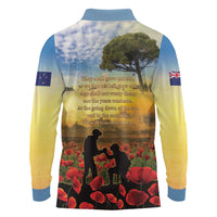 New Zealand ANZAC Day Long Sleeve Polo Shirt The Ode Remembrance And Poppy