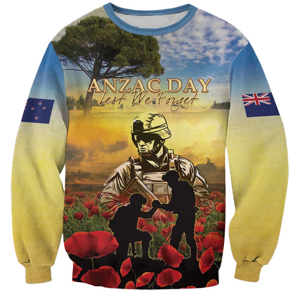 New Zealand ANZAC Day Sweatshirt The Ode Remembrance And Poppy