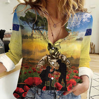 New Zealand ANZAC Day Women Casual Shirt The Ode Remembrance And Poppy