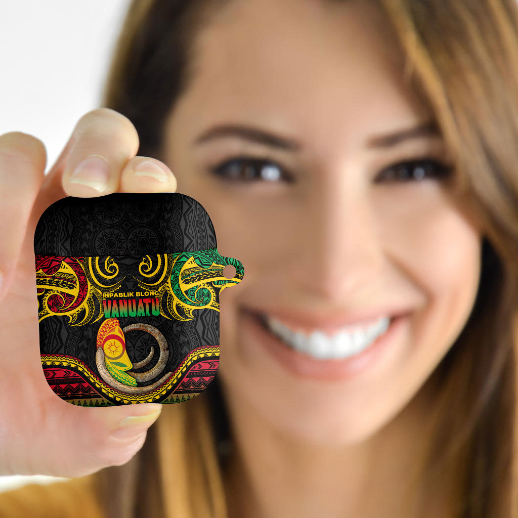 Vanuatu Language Week AirPods Case Boar Tusk Warrior Tribal Floral Pattern