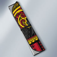 Vanuatu Language Week Auto Sun Shade Boar Tusk Warrior Tribal Floral Pattern