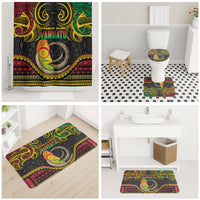 Vanuatu Language Week Bathroom Set Boar Tusk Warrior Tribal Floral Pattern