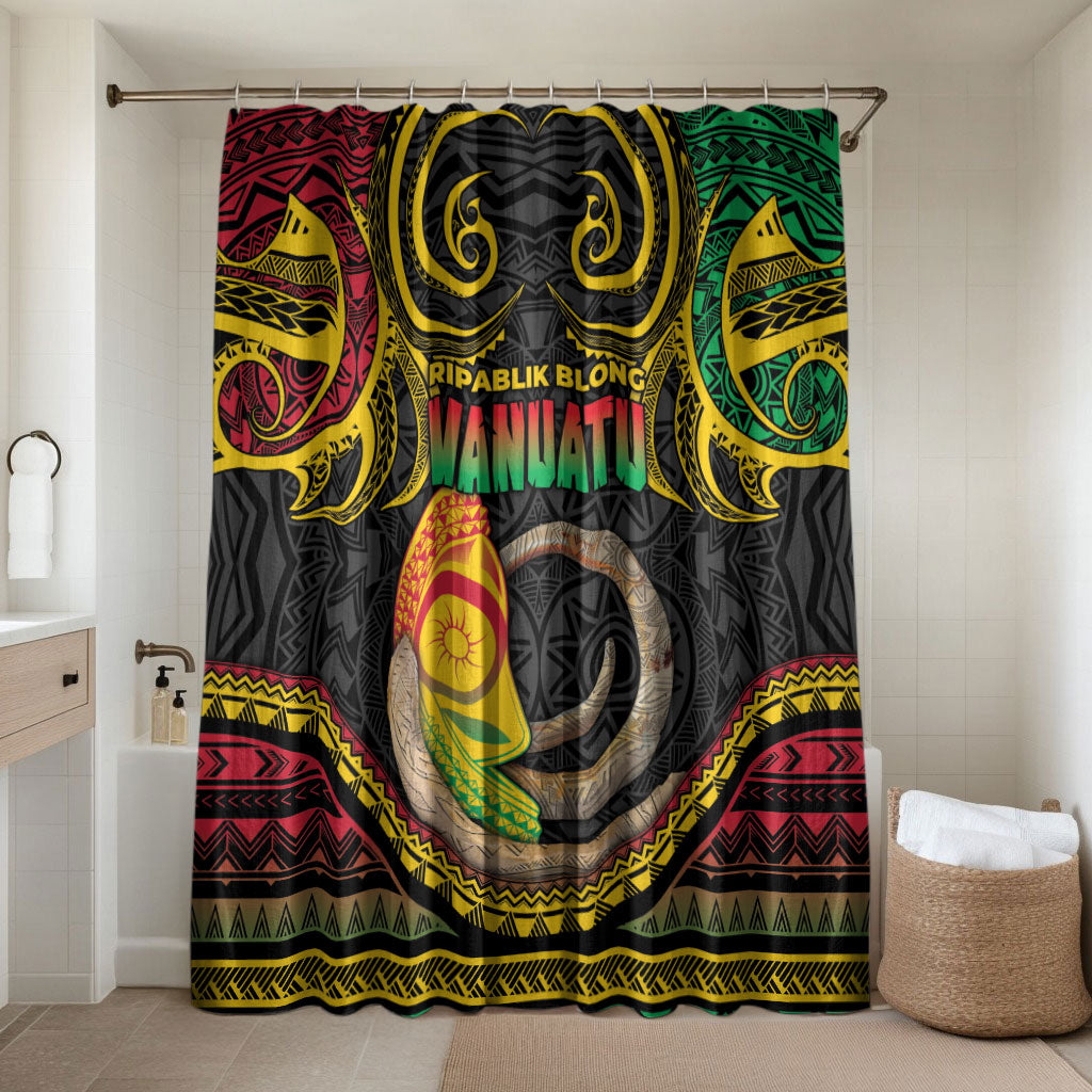 Vanuatu Language Week Bathroom Set Boar Tusk Warrior Tribal Floral Pattern