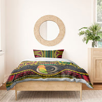 Vanuatu Language Week Bedding Set Boar Tusk Warrior Tribal Floral Pattern