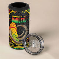 Vanuatu Language Week 4 in 1 Can Cooler Tumbler Boar Tusk Warrior Tribal Floral Pattern