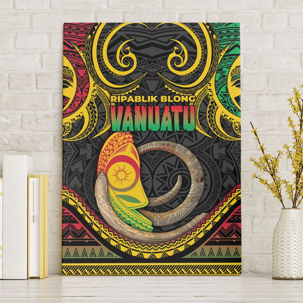 Vanuatu Language Week Canvas Wall Art Boar Tusk Warrior Tribal Floral Pattern