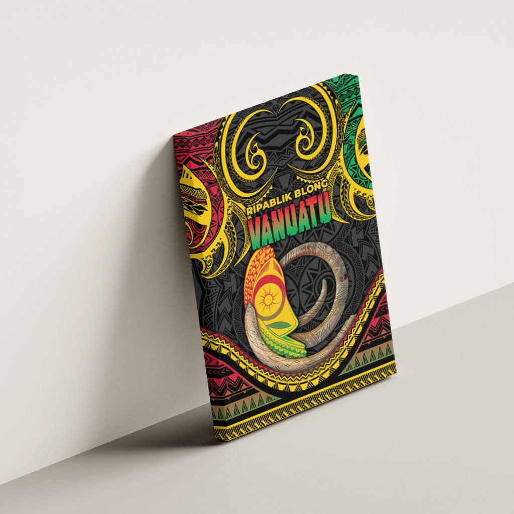 Vanuatu Language Week Canvas Wall Art Boar Tusk Warrior Tribal Floral Pattern