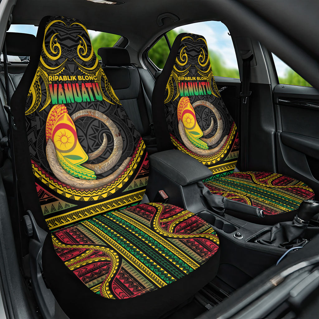 Vanuatu Language Week Car Seat Cover Boar Tusk Warrior Tribal Floral Pattern