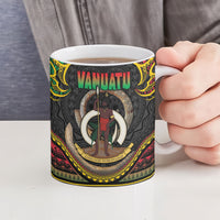 Vanuatu Language Week Ceramic Mug Boar Tusk Warrior Tribal Floral Pattern
