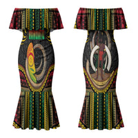 Vanuatu Language Week Family Matching Mermaid Dress and Hawaiian Shirt Boar Tusk Warrior Tribal Floral Pattern