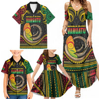 Vanuatu Language Week Family Matching Summer Maxi Dress and Hawaiian Shirt Boar Tusk Warrior Tribal Floral Pattern