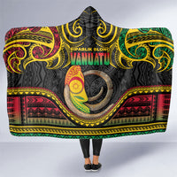 Vanuatu Language Week Hooded Blanket Boar Tusk Warrior Tribal Floral Pattern