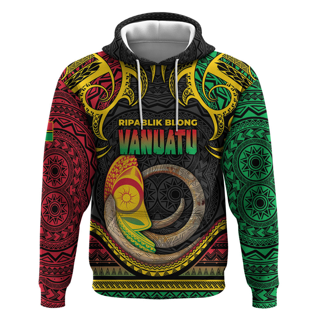 Vanuatu Language Week Hoodie Boar Tusk Warrior Tribal Floral Pattern