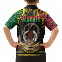 Vanuatu Language Week Kid Hawaiian Shirt Boar Tusk Warrior Tribal Floral Pattern