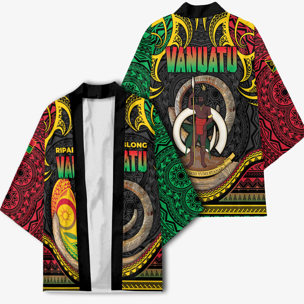 Vanuatu Language Week Kimono Boar Tusk Warrior Tribal Floral Pattern