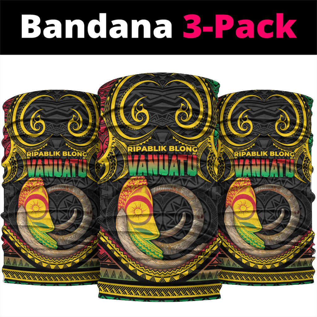 Vanuatu Language Week Neck Gaiter Boar Tusk Warrior Tribal Floral Pattern