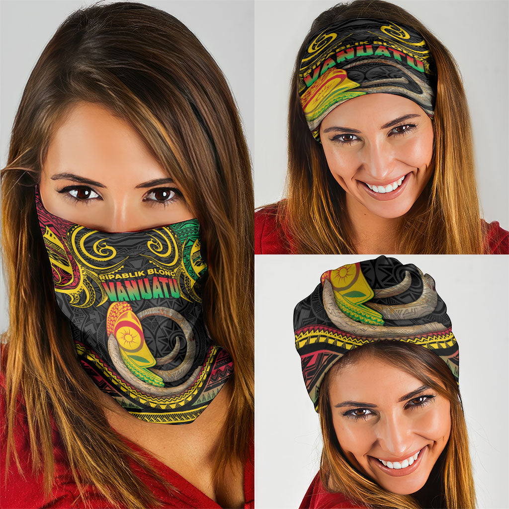 Vanuatu Language Week Neck Gaiter Boar Tusk Warrior Tribal Floral Pattern