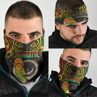Vanuatu Language Week Neck Gaiter Boar Tusk Warrior Tribal Floral Pattern