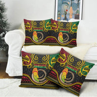 Vanuatu Language Week Pillow Cover Boar Tusk Warrior Tribal Floral Pattern