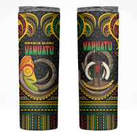 Vanuatu Language Week Skinny Tumbler Boar Tusk Warrior Tribal Floral Pattern