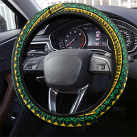 Vanuatu Language Week Steering Wheel Cover Boar Tusk Warrior Tribal Floral Pattern