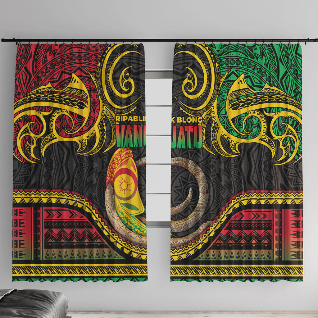 Vanuatu Language Week Window Curtain Boar Tusk Warrior Tribal Floral Pattern