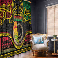 Vanuatu Language Week Window Curtain Boar Tusk Warrior Tribal Floral Pattern