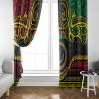 Vanuatu Language Week Window Curtain Boar Tusk Warrior Tribal Floral Pattern