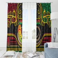 Vanuatu Language Week Window Curtain Boar Tusk Warrior Tribal Floral Pattern