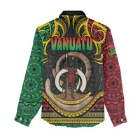 Vanuatu Language Week Women Casual Shirt Boar Tusk Warrior Tribal Floral Pattern