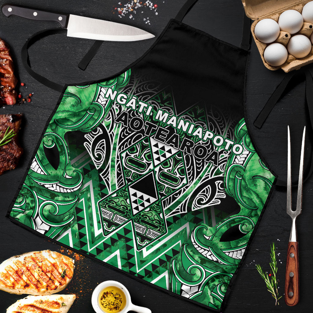 Aotearoa Ngati Maniapoto Apron Maori Tribal Green Paua Shell Pattern