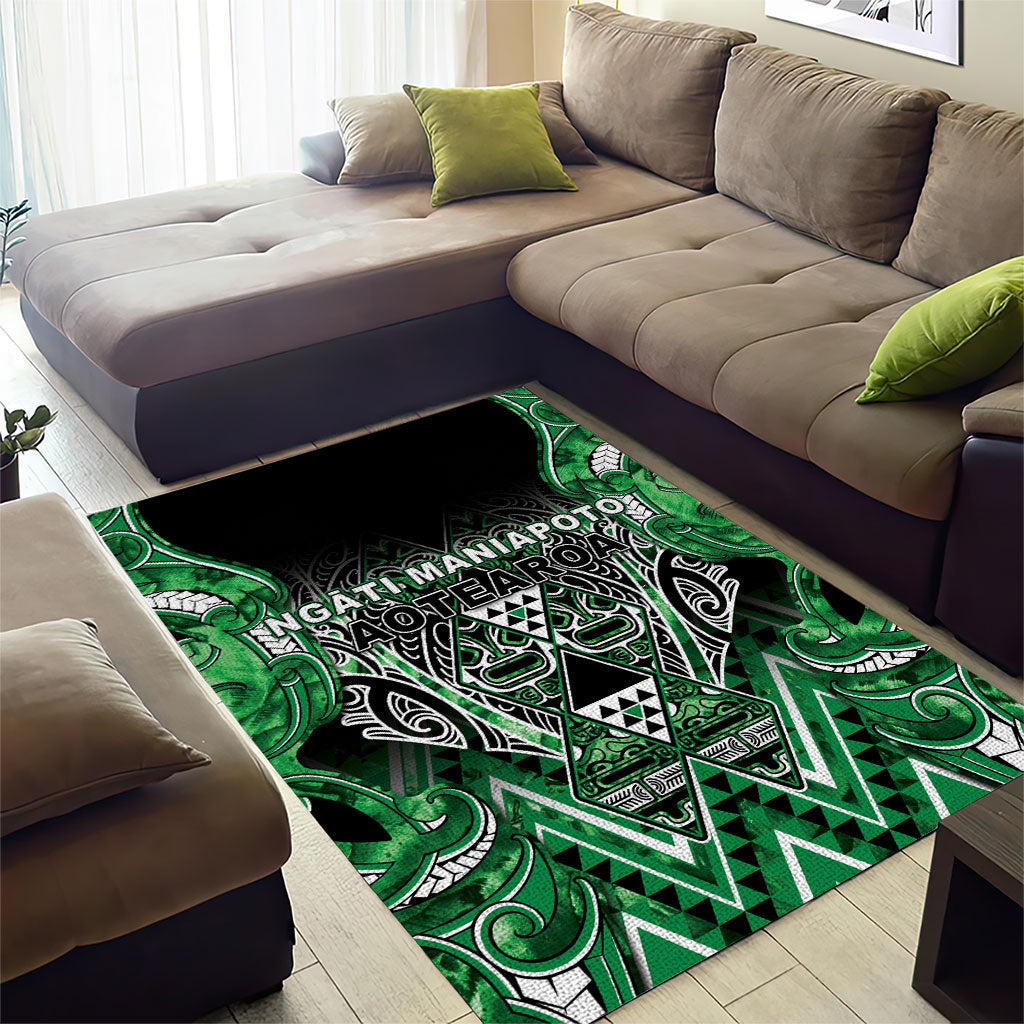 Aotearoa Ngati Maniapoto Area Rug Maori Tribal Green Paua Shell Pattern