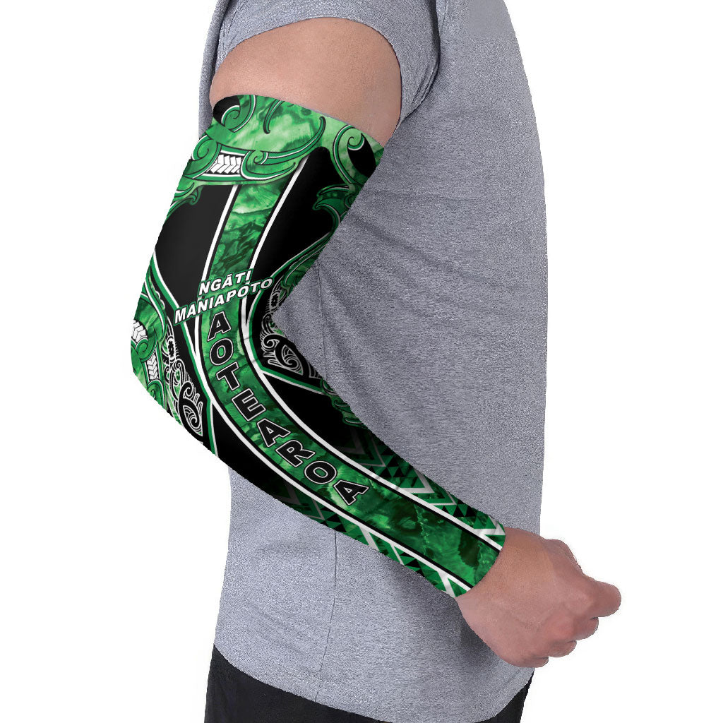 Aotearoa Ngati Maniapoto Arm Sleeves Maori Tribal Green Paua Shell Pattern