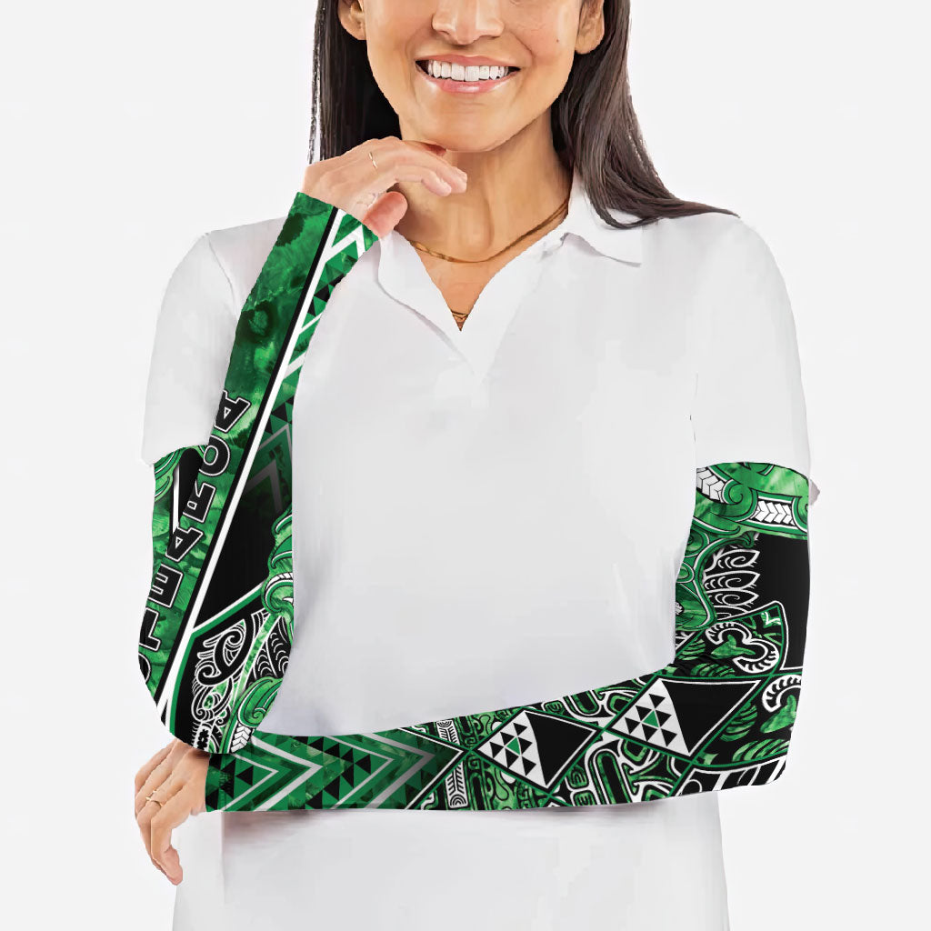 Aotearoa Ngati Maniapoto Arm Sleeves Maori Tribal Green Paua Shell Pattern