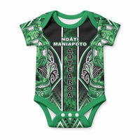 Aotearoa Ngati Maniapoto Baby Onesie Maori Tribal Green Paua Shell Pattern