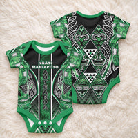 Aotearoa Ngati Maniapoto Baby Onesie Maori Tribal Green Paua Shell Pattern