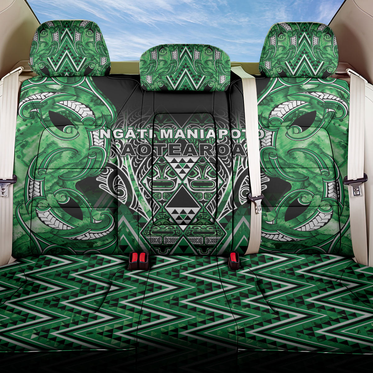 Aotearoa Ngati Maniapoto Back Car Seat Cover Maori Tribal Green Paua Shell Pattern
