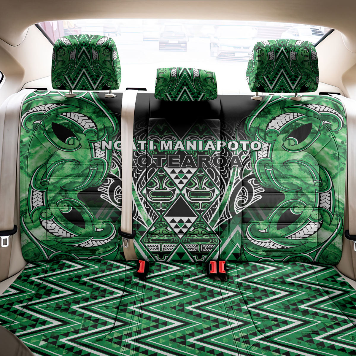 Aotearoa Ngati Maniapoto Back Car Seat Cover Maori Tribal Green Paua Shell Pattern