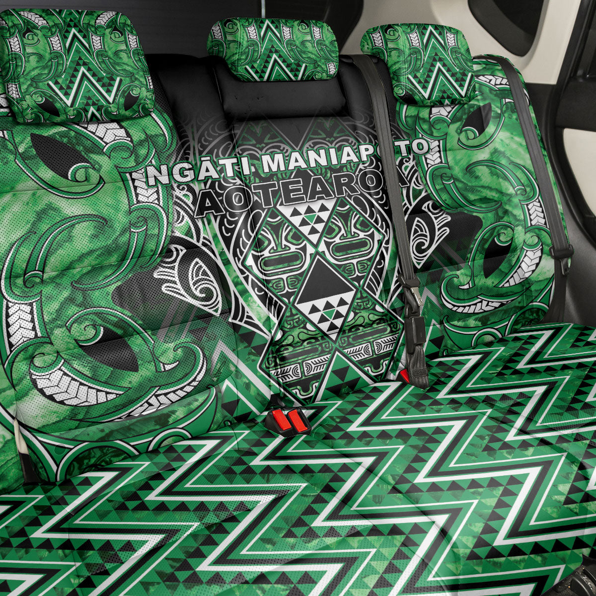 Aotearoa Ngati Maniapoto Back Car Seat Cover Maori Tribal Green Paua Shell Pattern