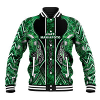 Aotearoa Ngati Maniapoto Baseball Jacket Maori Tribal Green Paua Shell Pattern