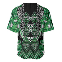 Aotearoa Ngati Maniapoto Baseball Jersey Maori Tribal Green Paua Shell Pattern