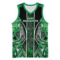 Aotearoa Ngati Maniapoto Basketball Jersey Maori Tribal Green Paua Shell Pattern