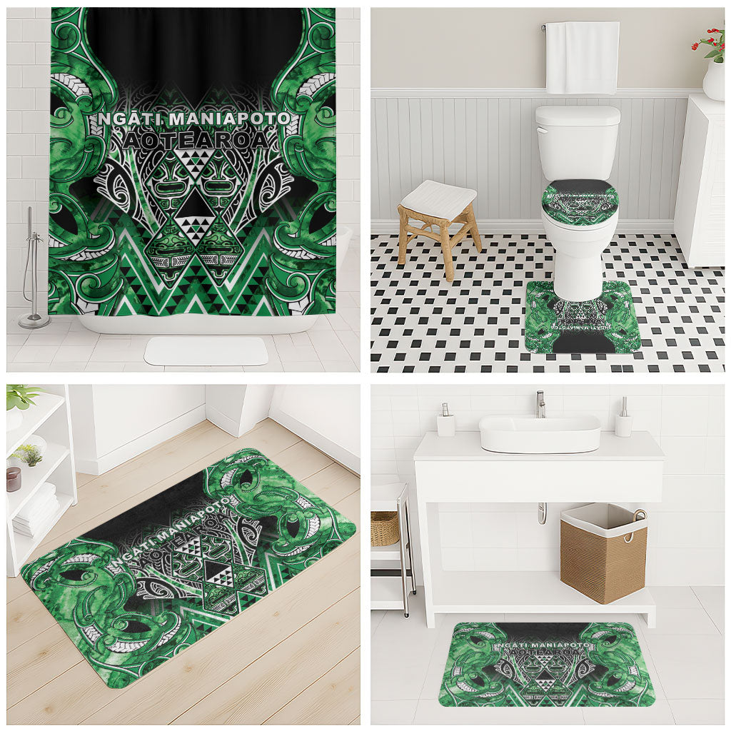 Aotearoa Ngati Maniapoto Bathroom Set Maori Tribal Green Paua Shell Pattern