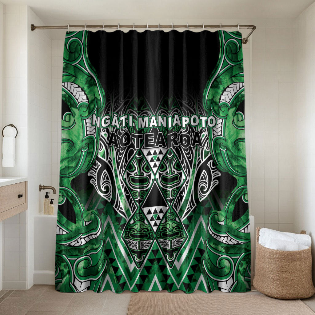 Aotearoa Ngati Maniapoto Bathroom Set Maori Tribal Green Paua Shell Pattern
