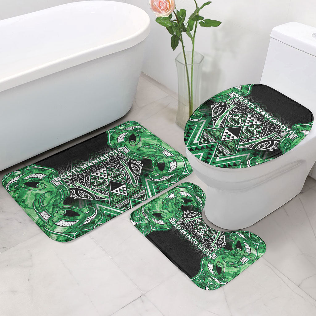 Aotearoa Ngati Maniapoto Bathroom Set Maori Tribal Green Paua Shell Pattern
