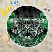 Aotearoa Ngati Maniapoto Beach Blanket Maori Tribal Green Paua Shell Pattern