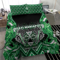Aotearoa Ngati Maniapoto Bedding Set Maori Tribal Green Paua Shell Pattern