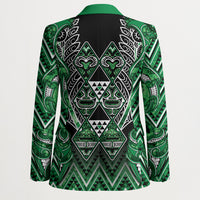 Aotearoa Ngati Maniapoto Blazer Maori Tribal Green Paua Shell Pattern