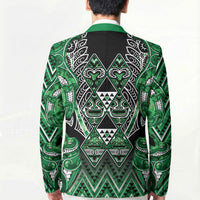 Aotearoa Ngati Maniapoto Blazer Maori Tribal Green Paua Shell Pattern