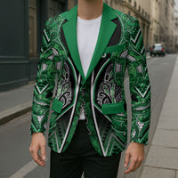 Aotearoa Ngati Maniapoto Blazer Maori Tribal Green Paua Shell Pattern